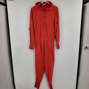 Free People Movement Training Day Red Hooded Half Zip Jumpsuit Small Active